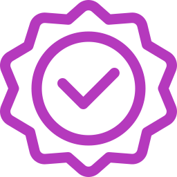 Icône violette d'un badge validé