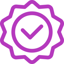 Icône violette d'un badge validé qui illustre nos open badges