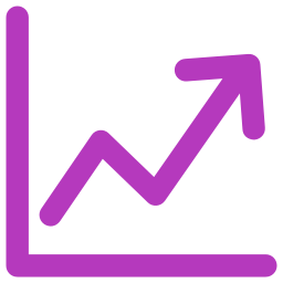 Icône violette d'une courbe statistique